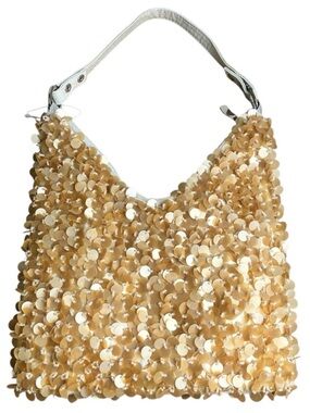 Gold Sequin Shoulder Bag Shimmering Hobo Statement Clutch Evening